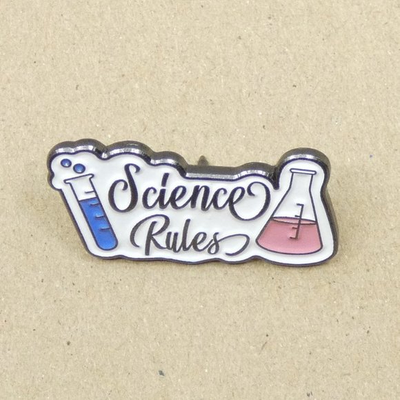 FREE ADD ON WITH PURCHASE Science Rules Lab Geek Enamel Pin - Picture 1 of 4